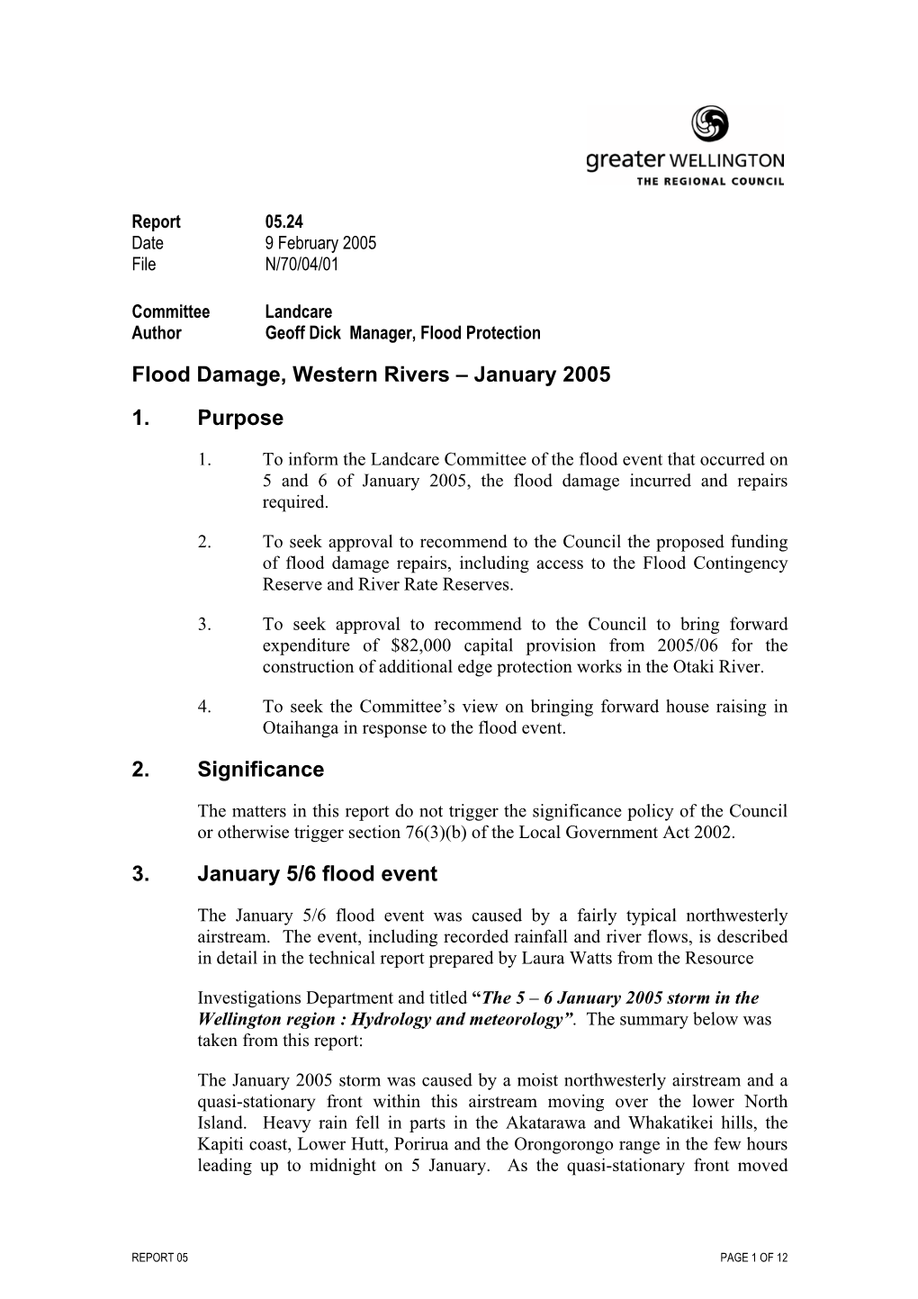 Flood Damage, Western Rivers – January 2005