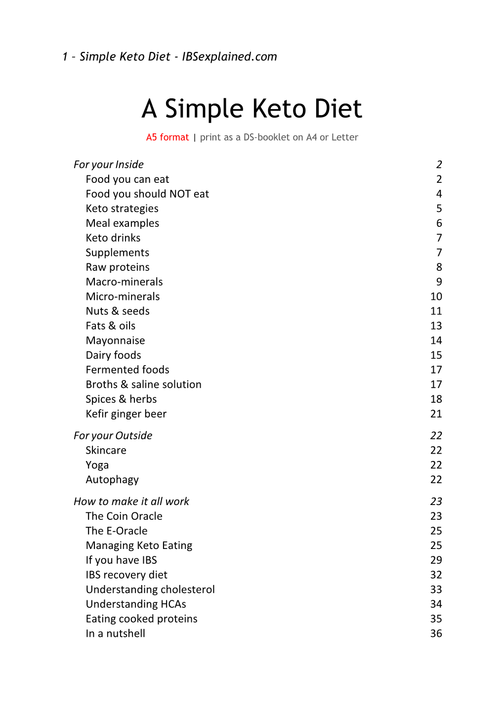 A Simple Keto Diet A5 Format | Print As a DS-Booklet on A4 Or Letter