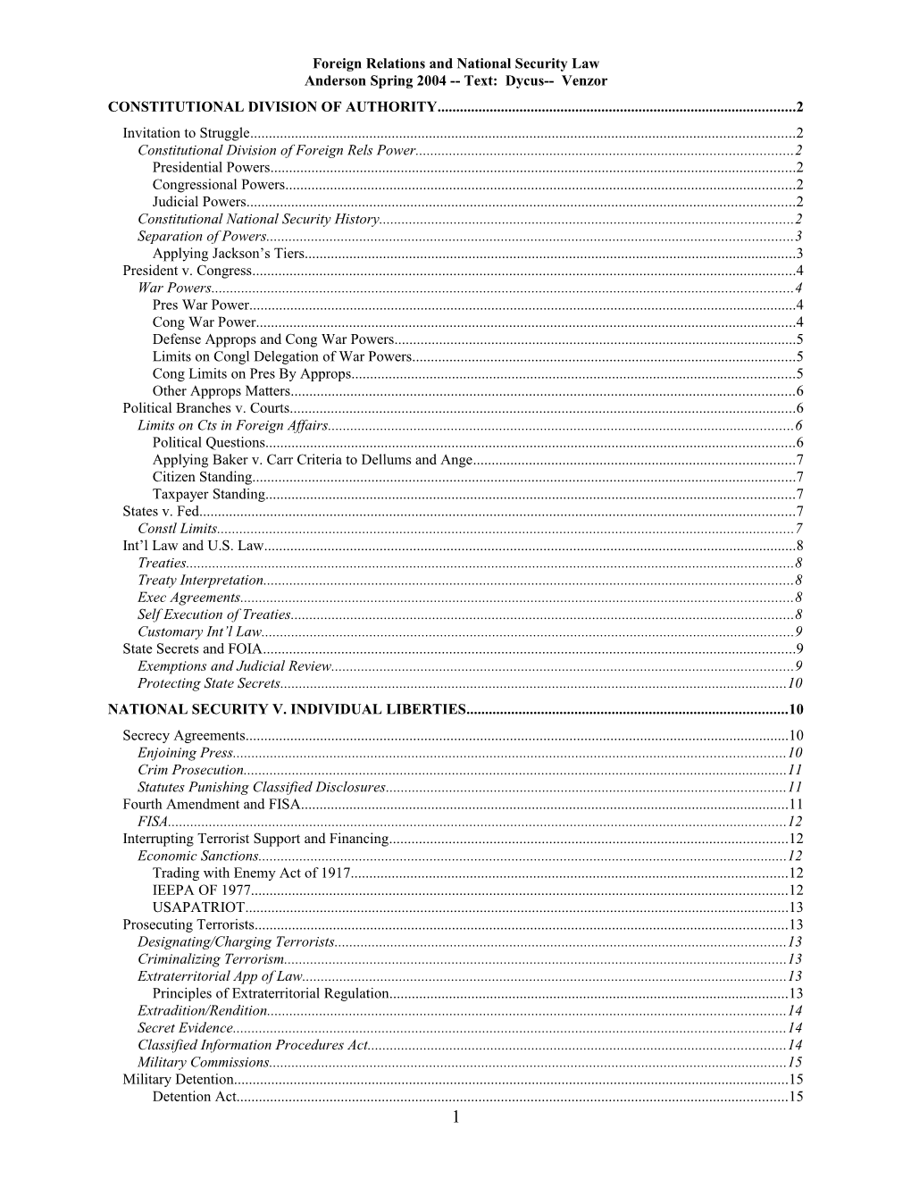 Foreign Relations and National Security Law