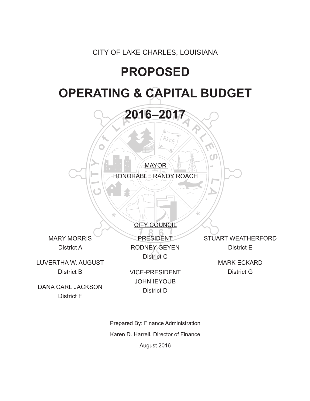 Proposed Operating & Capital Budget • 2016