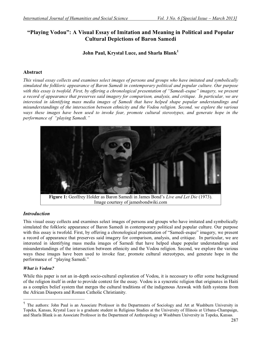 “Playing Vodou”: a Visual Essay of Imitation and Meaning in Political and Popular Cultural Depictions of Baron Samedi
