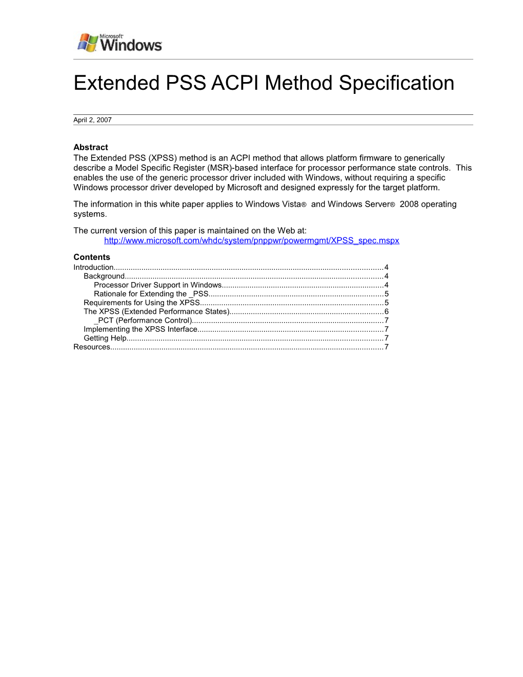Extended PSS ACPI Method Specification