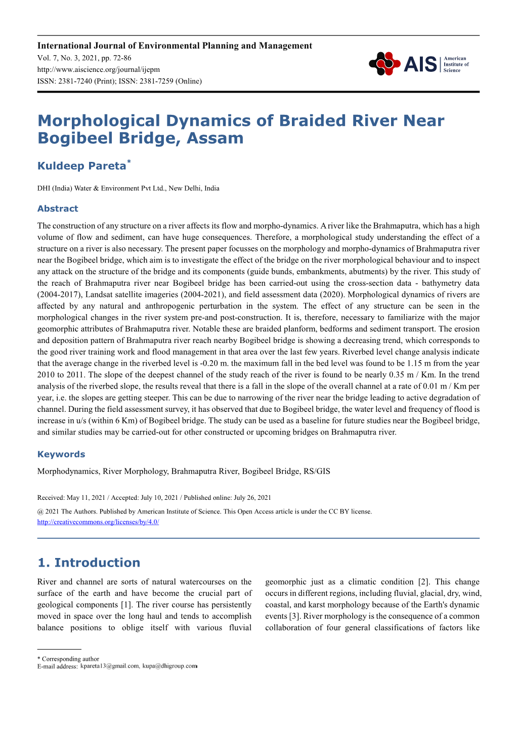 Morphological Dynamics of Braided River Near Bogibeel Bridge, Assam