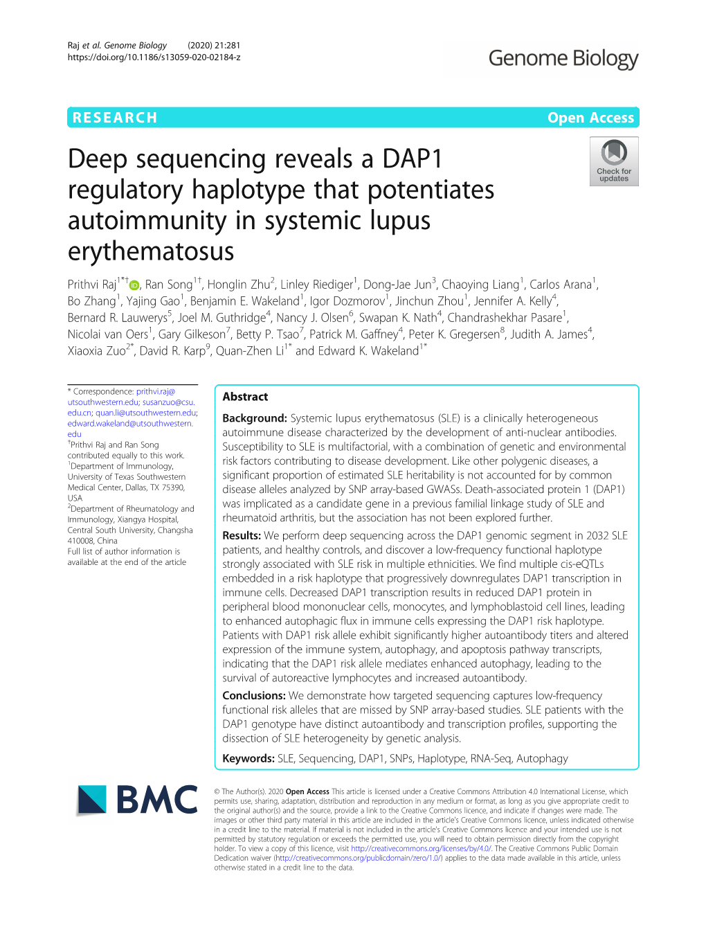 Deep Sequencing Reveals a DAP1 Regulatory Haplotype That