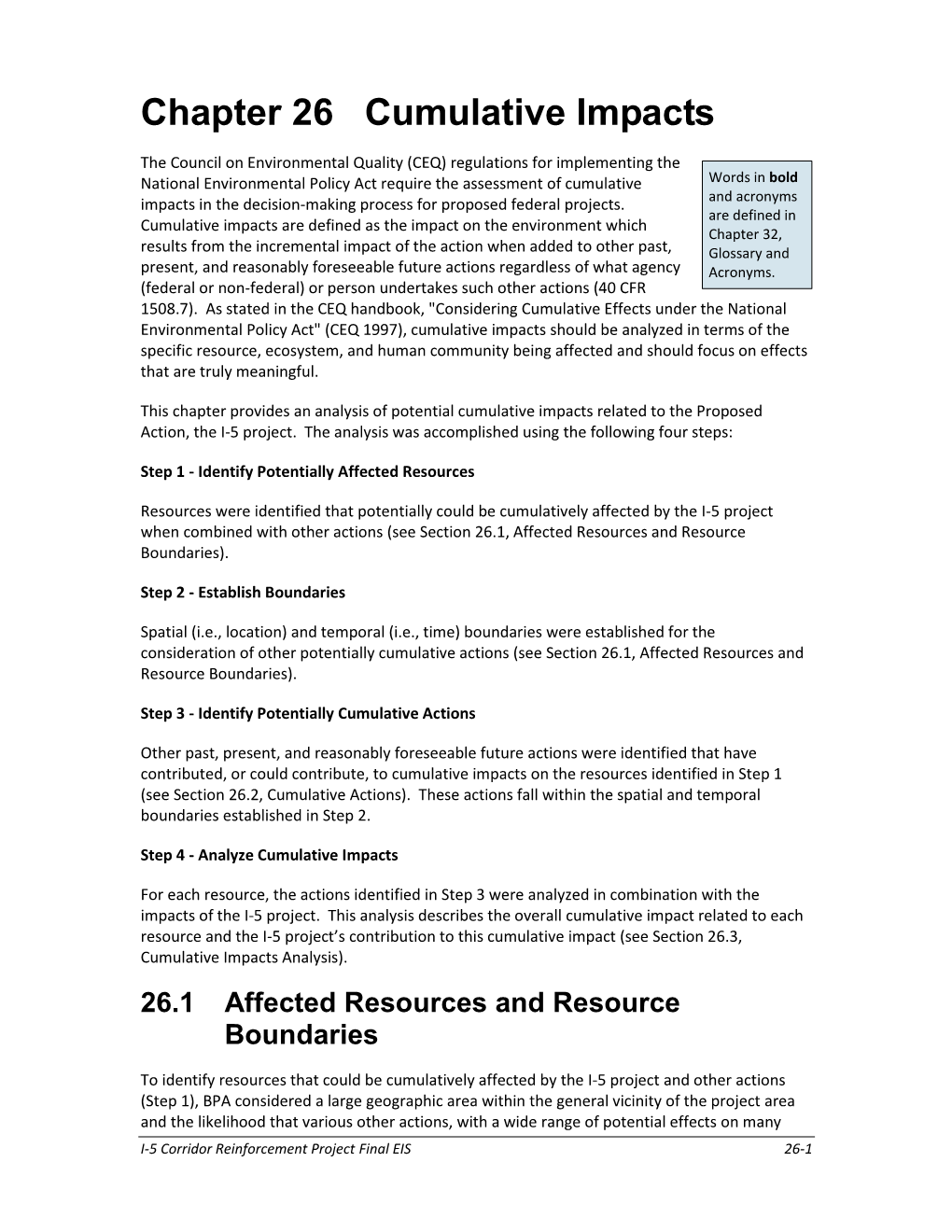 Chapter 26 Cumulative Impacts