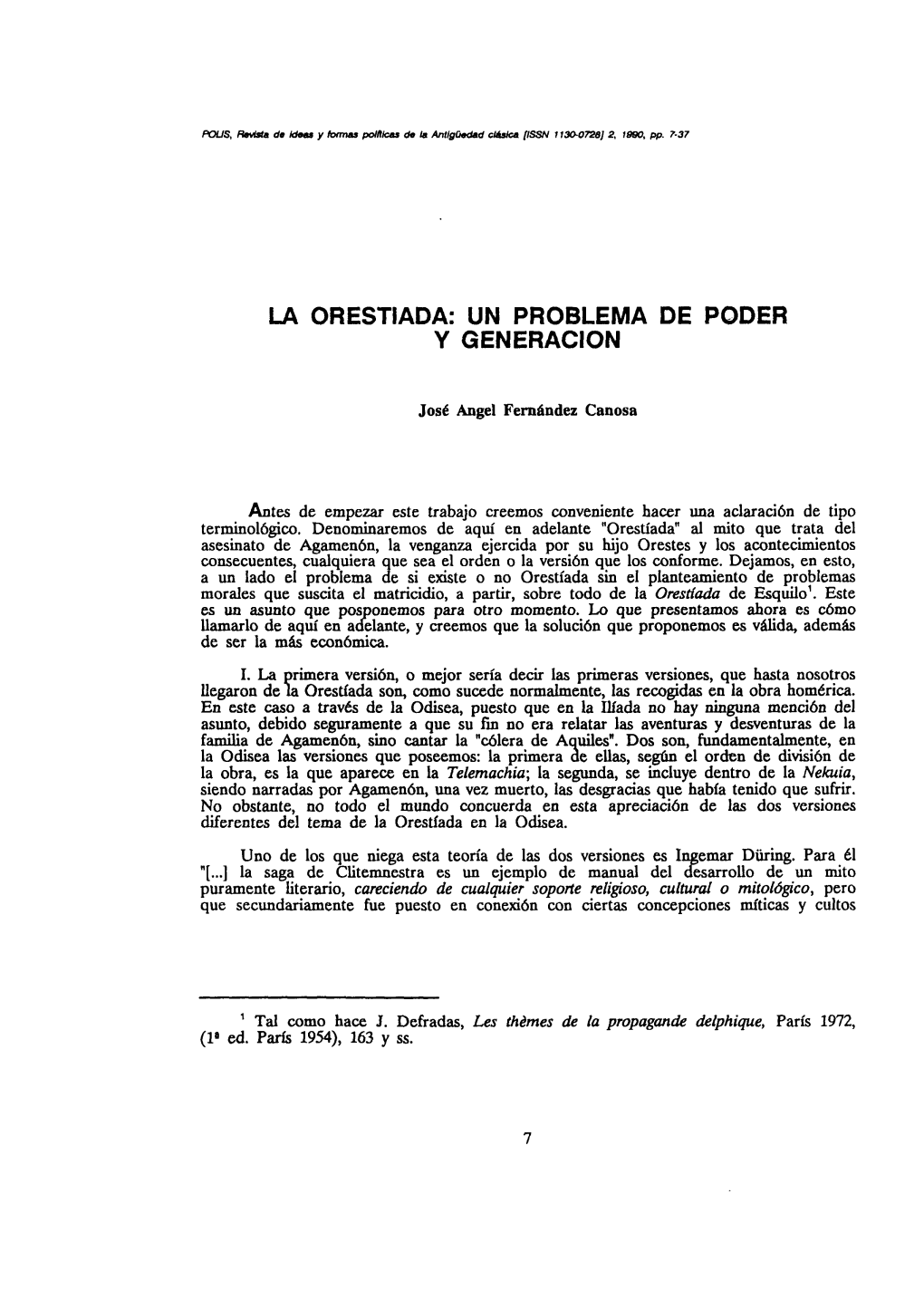 LA Orestiada: UN PROBLEMA DE PODER Y GENERACIÓN