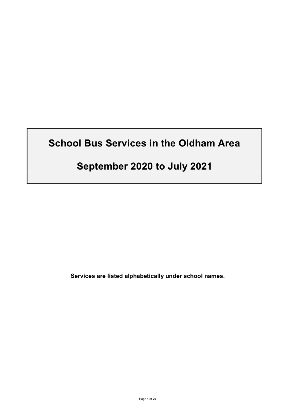 Oldham Schools 2020/21