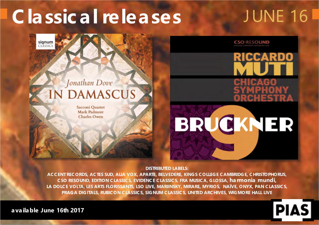 Classical Releases JUNE 16