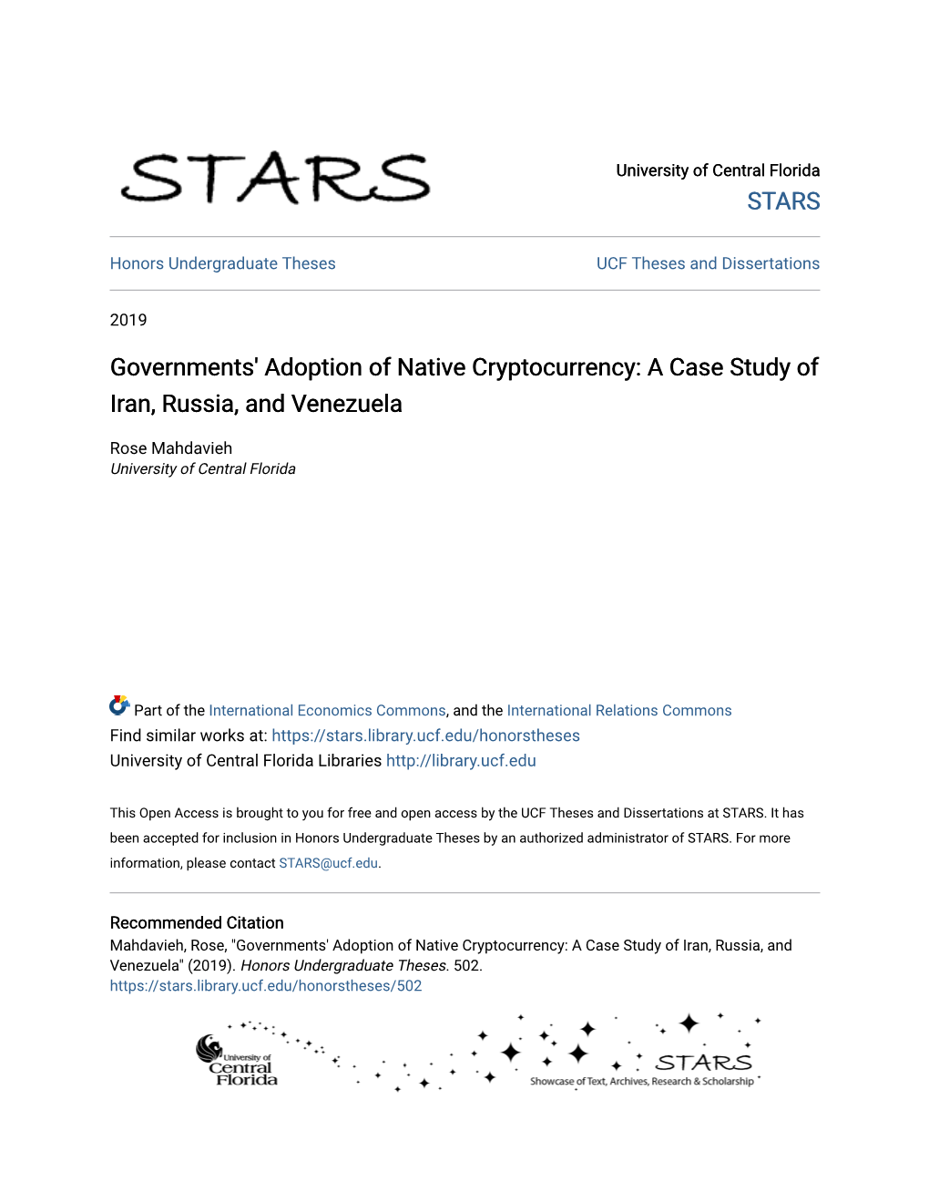 Governments' Adoption of Native Cryptocurrency: a Case Study of Iran, Russia, and Venezuela