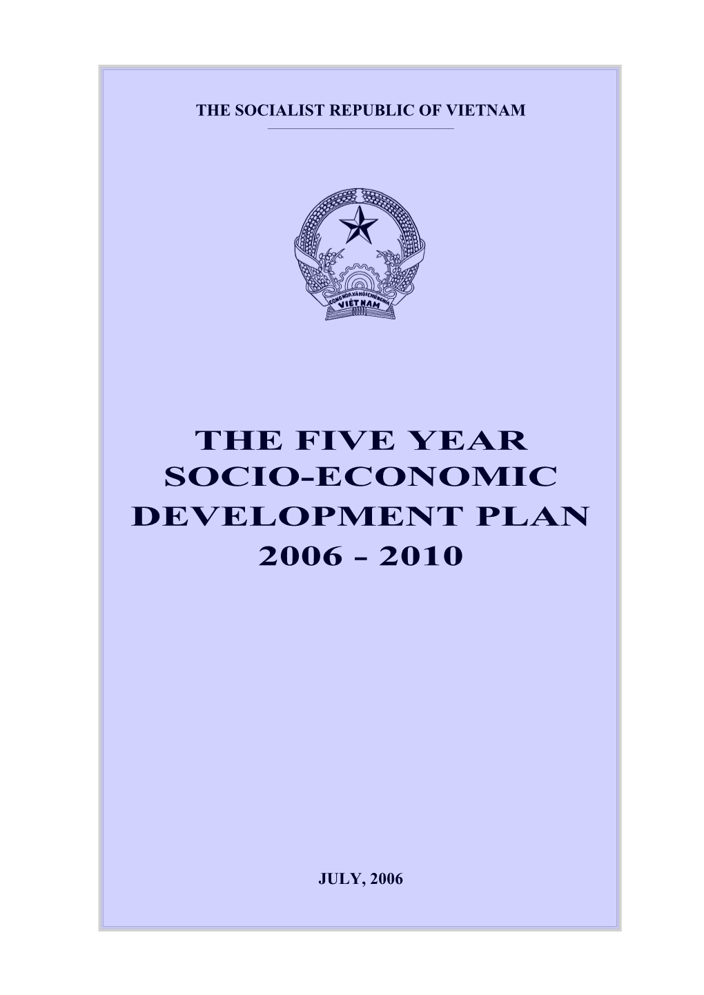 Five-Year Socio-Economic Development Plan 2006-2010 ______