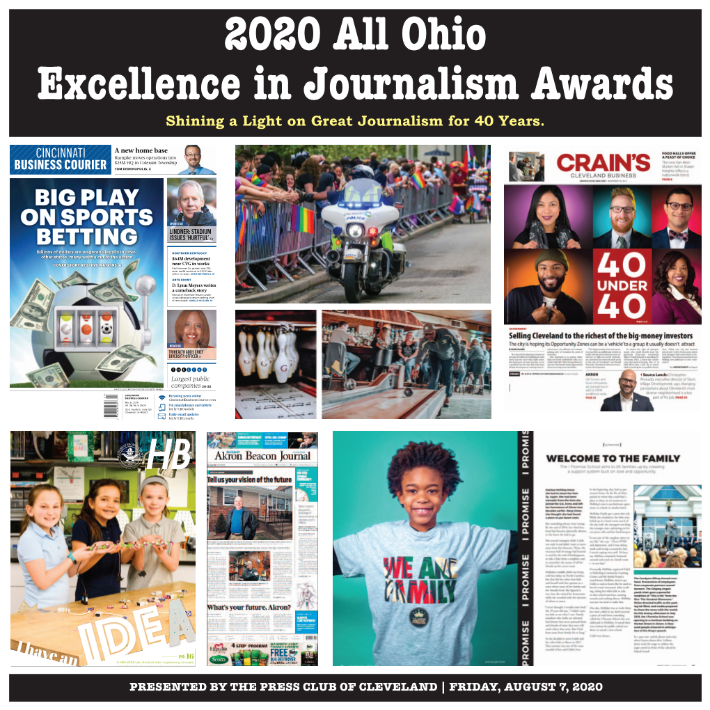 2020 All Ohio Excellence in Journalism Awards Shining a Light on Great Journalism for 40 Years