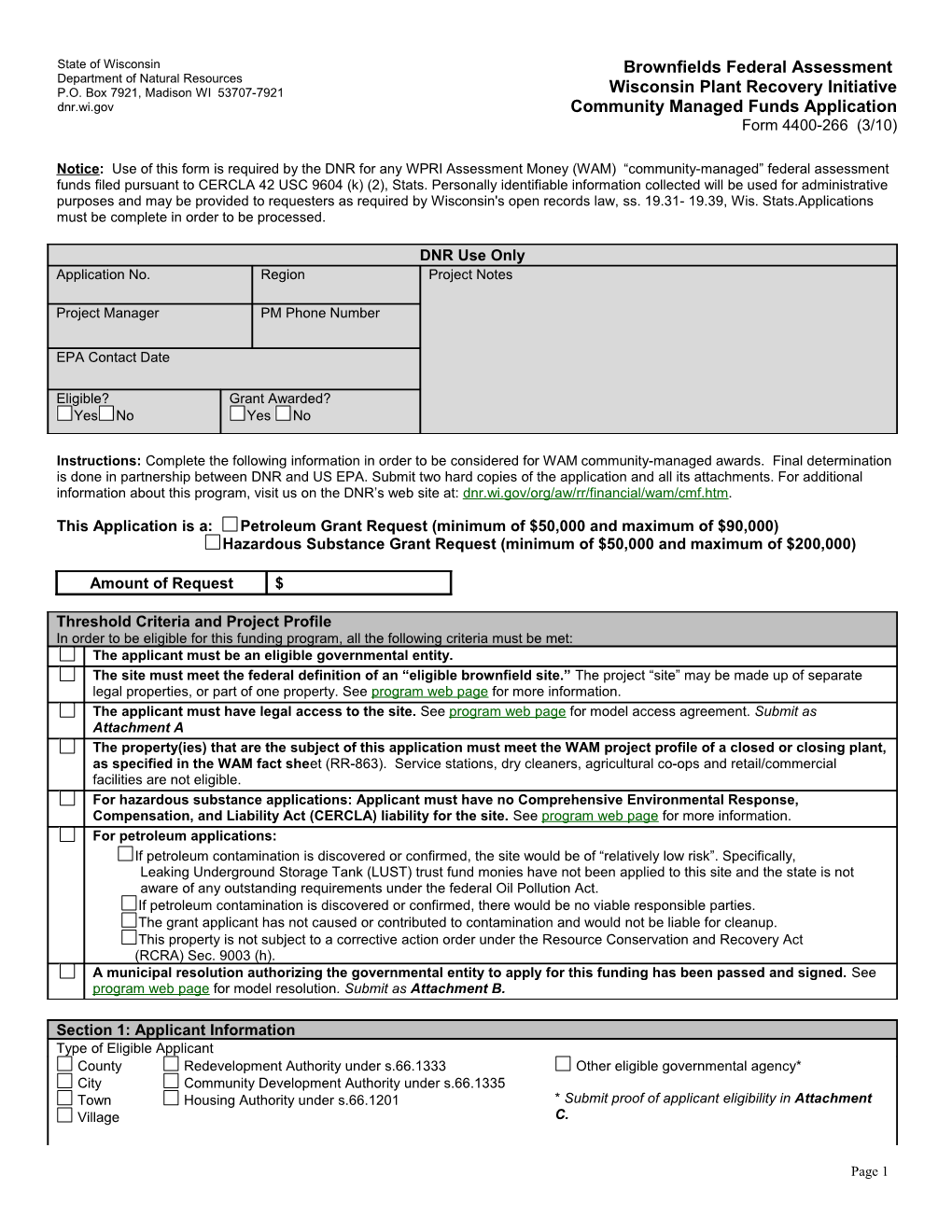 This Application Is A: Petroleum Grant Request (Minimum of $50,000 and Maximum of $90,000)