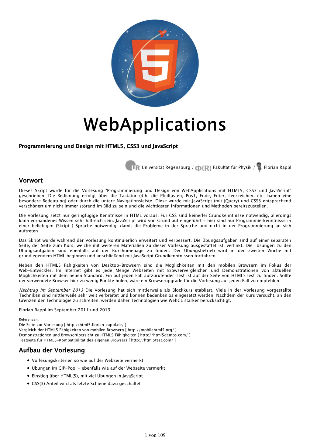 Webapplications Mit HTML5, CSS3 Und Javascript" Geschrieben