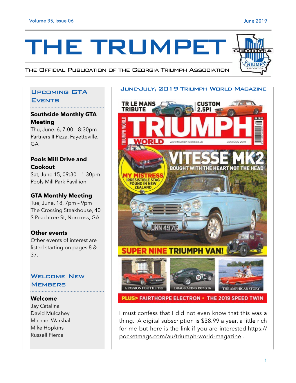 GTA Trumpet JUNE 2019