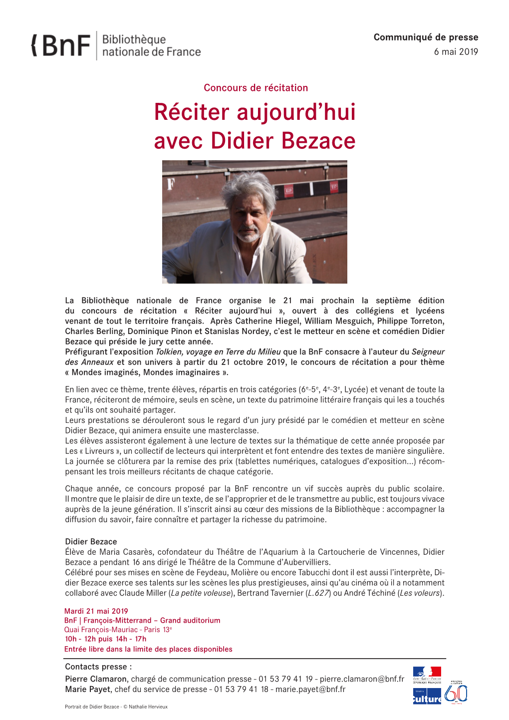 Réciter Aujourd'hui Avec Didier Bezace – Concours De Récitation