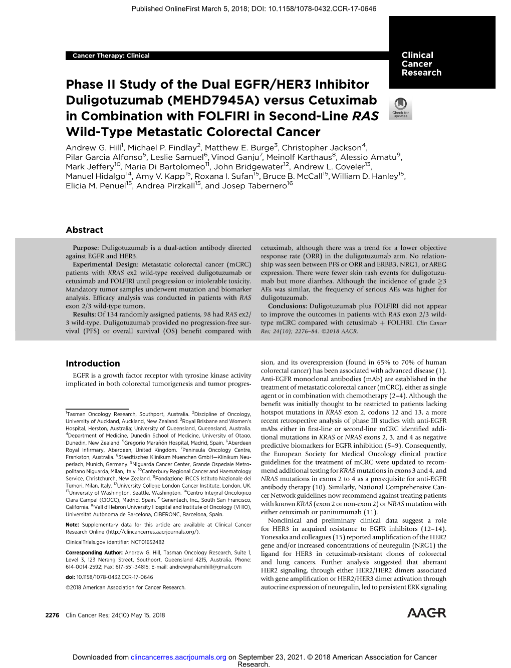 Phase II Study of the Dual EGFR/HER3 Inhibitor