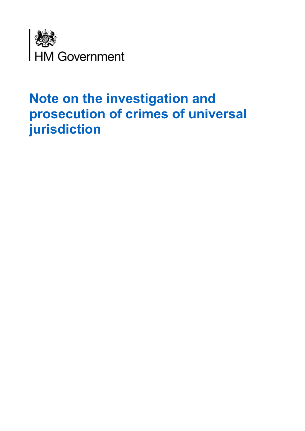 Note on the Investigation and Prosecution of Crimes of Universal Jurisdiction