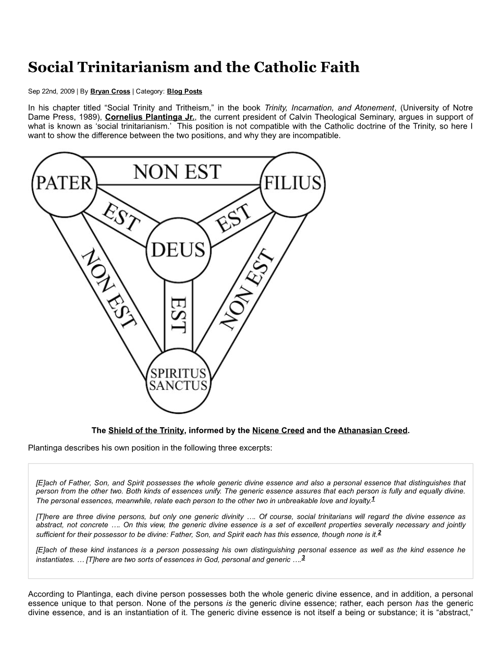 Social Trinitarianism and the Catholic Faith