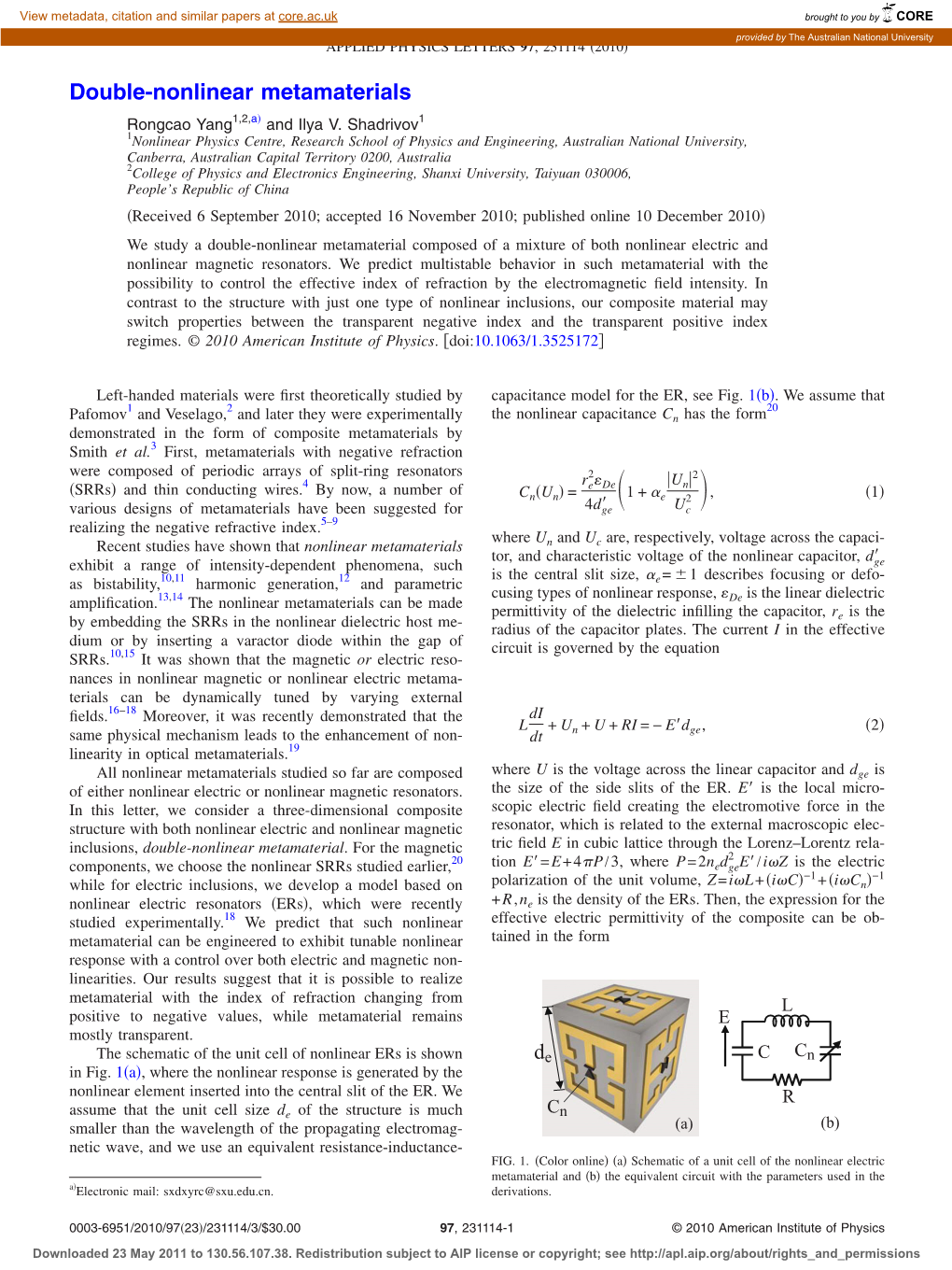 Double-Nonlinear Metamaterials De