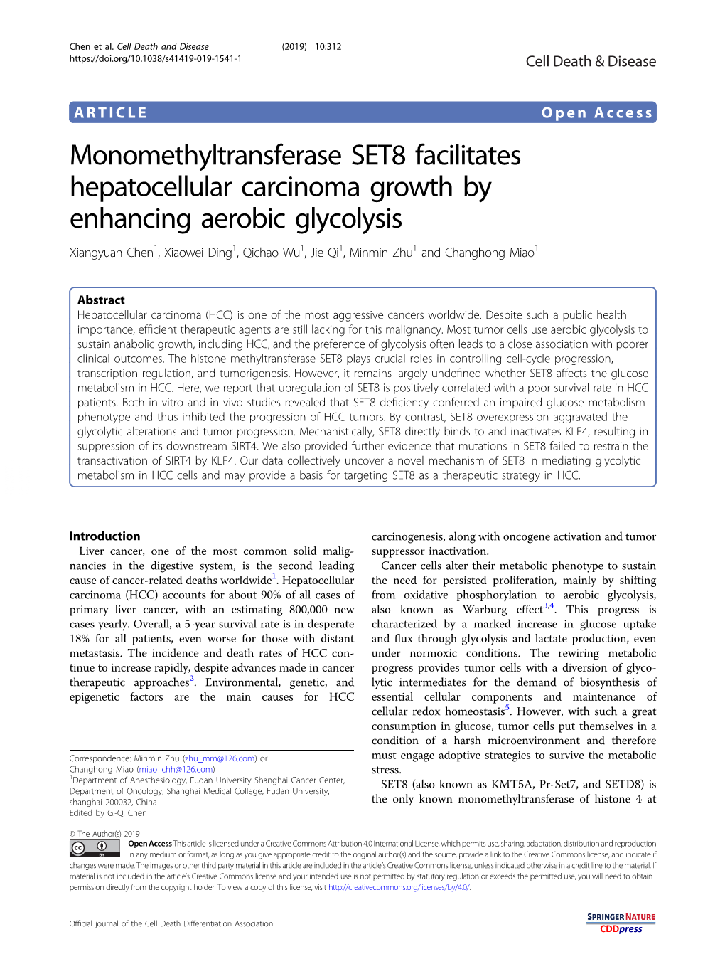 Monomethyltransferase SET8 Facilitates Hepatocellular Carcinoma