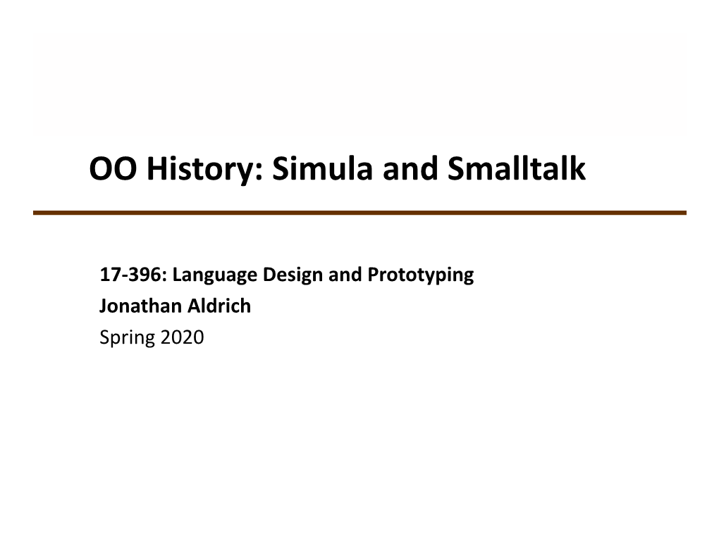 OO History: Simula and Smalltalk