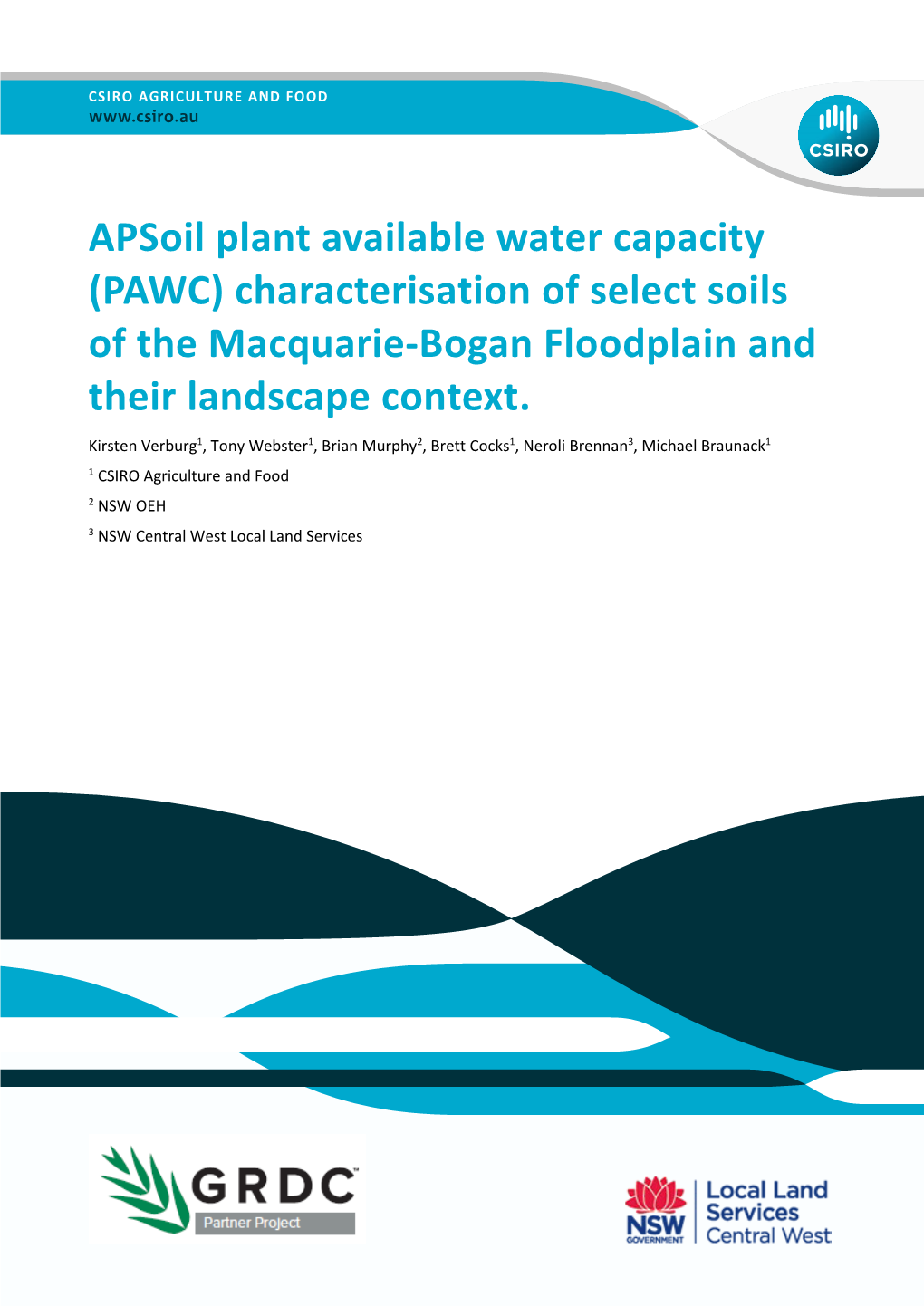 Apsoil Plant Available Water Capacity (PAWC) Characterisation of Select Soils of the Macquarie-Bogan Floodplain and Their Landscape Context