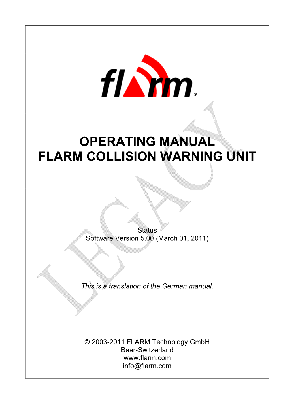 Operating Manual Flarm Collision Warning Unit
