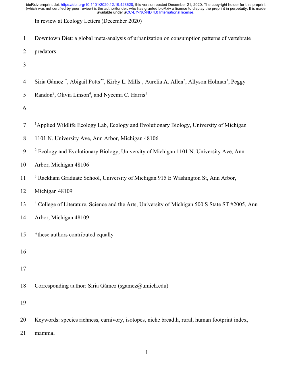 Downtown Diet: a Global Meta-Analysis of Urbanization on Consumption Patterns of Vertebrate