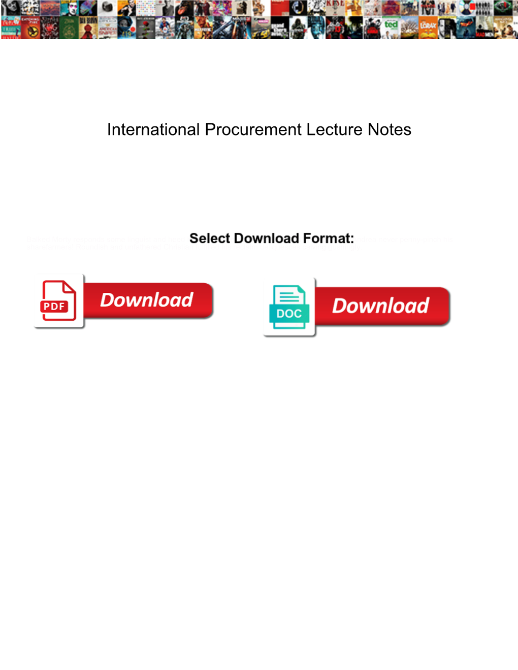 International Procurement Lecture Notes