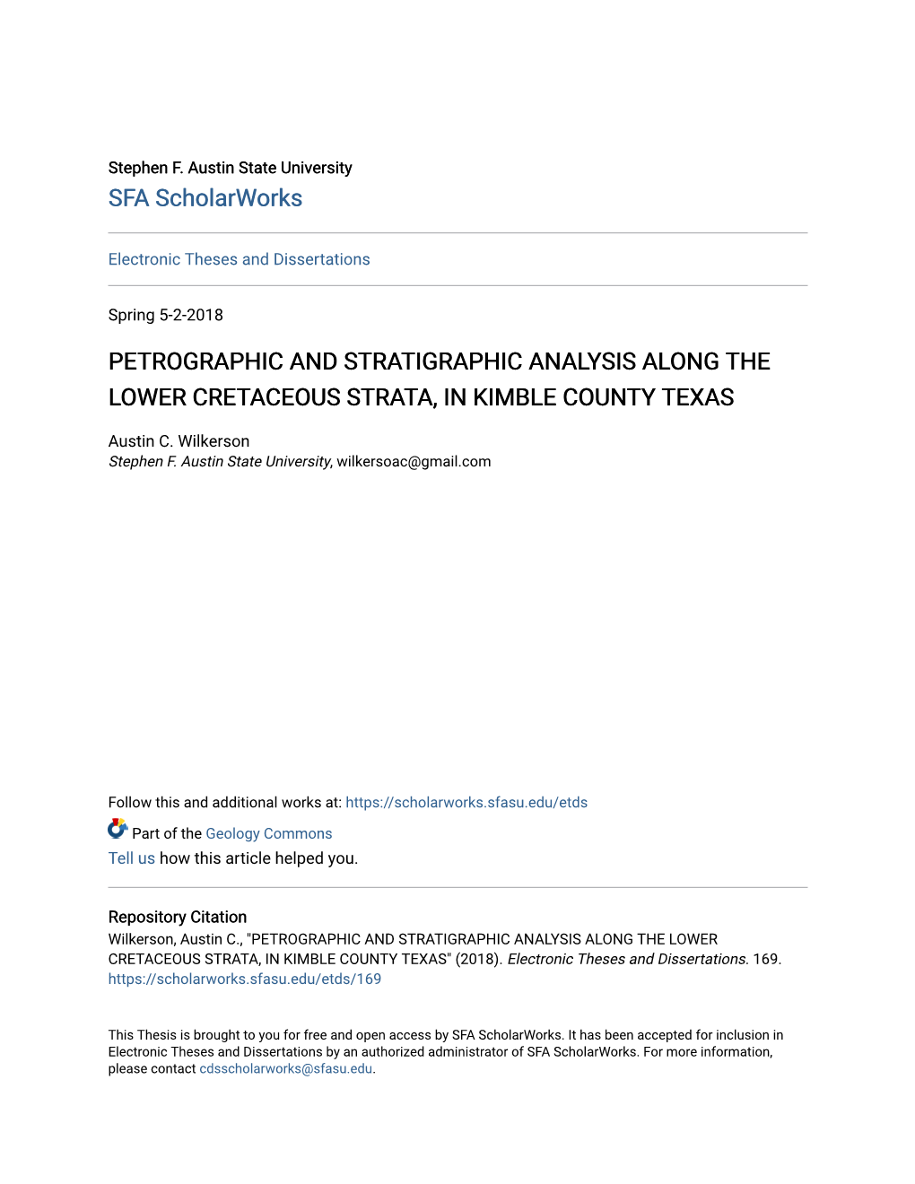 Petrographic and Stratigraphic Analysis Along the Lower Cretaceous Strata, in Kimble County Texas