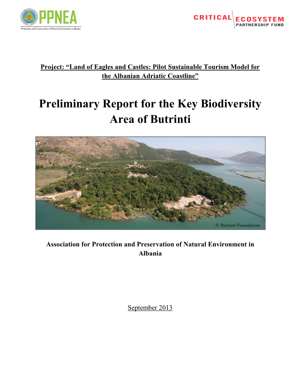 Preliminary Report for the Key Biodiversity Area of Butrinti