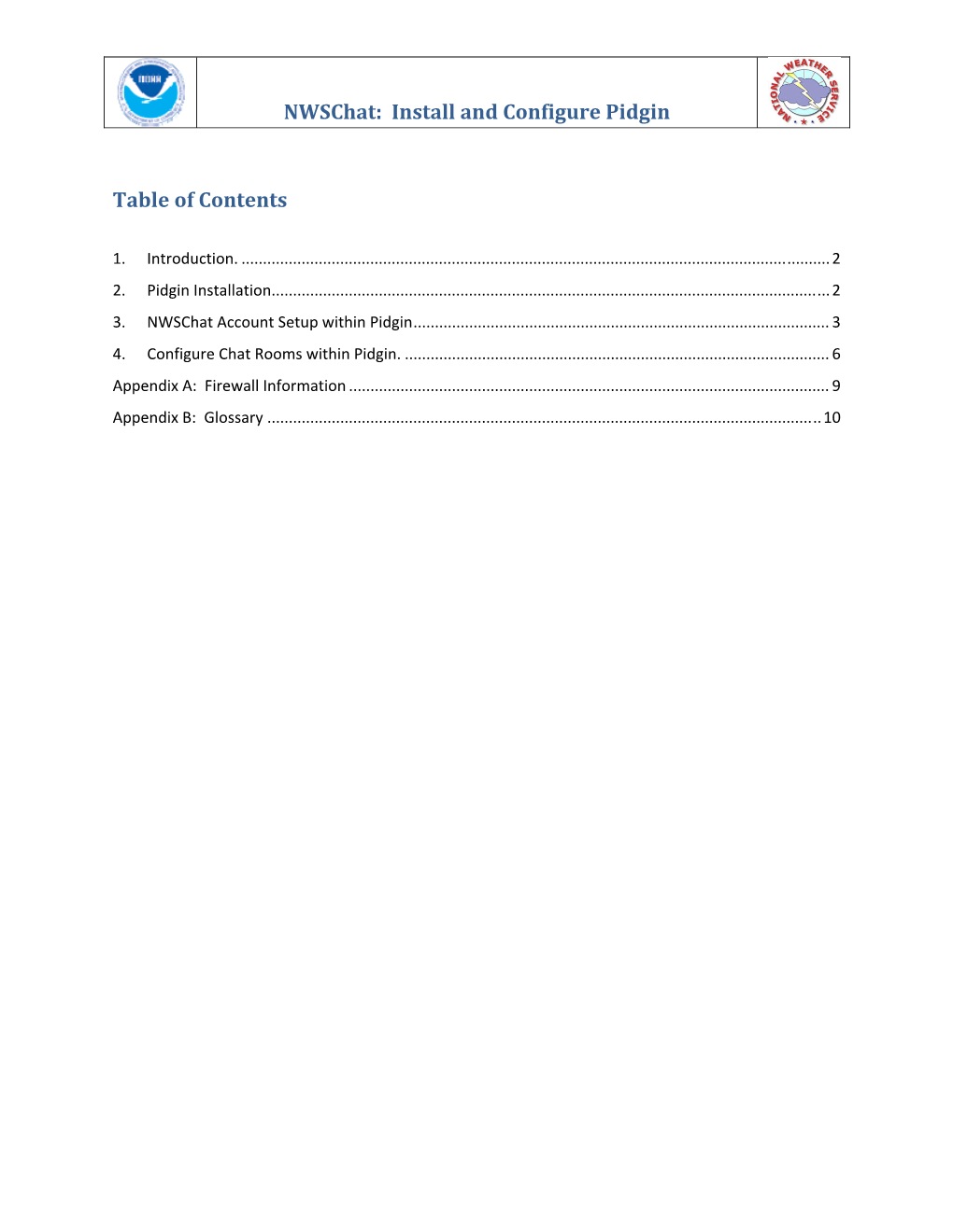 Install and Configure Pidgin Table of Contents