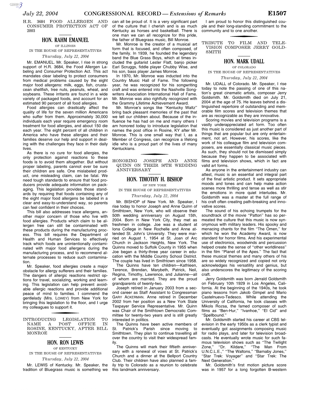 CONGRESSIONAL RECORD— Extensions of Remarks E1507 HON