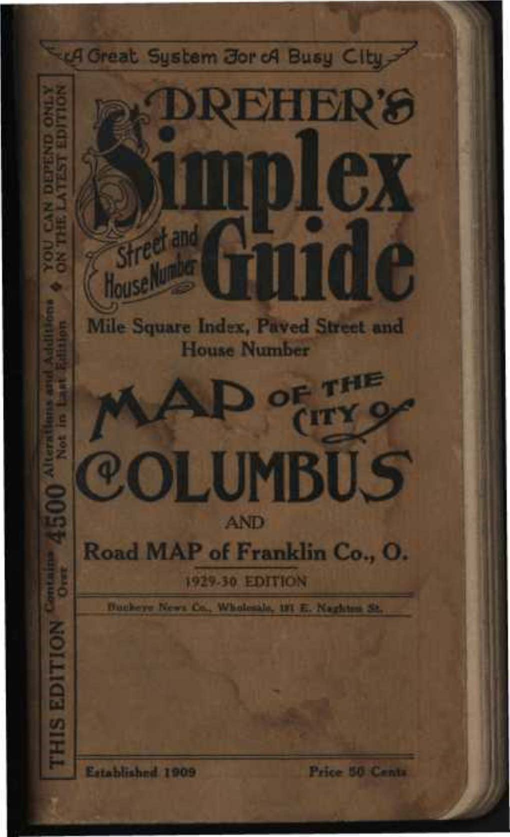 *Gtinide •5 C .- O Mile Square Index, Paved Street and 3*5 House Number Of-**** §C 5! 60LUMBU5 and Road MAP of Franklin Co., O