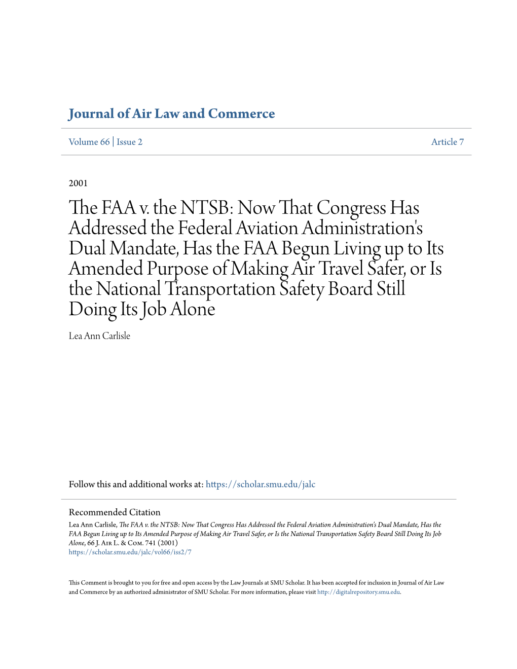 The FAA V. the NTSB