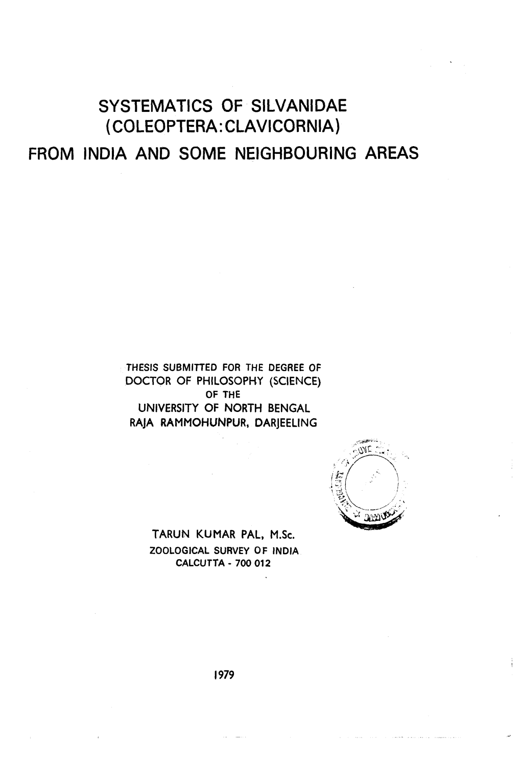 Systematics of Silvanidae (Coleoptera.Clavicornia) from India and Some Neighbouring Areas