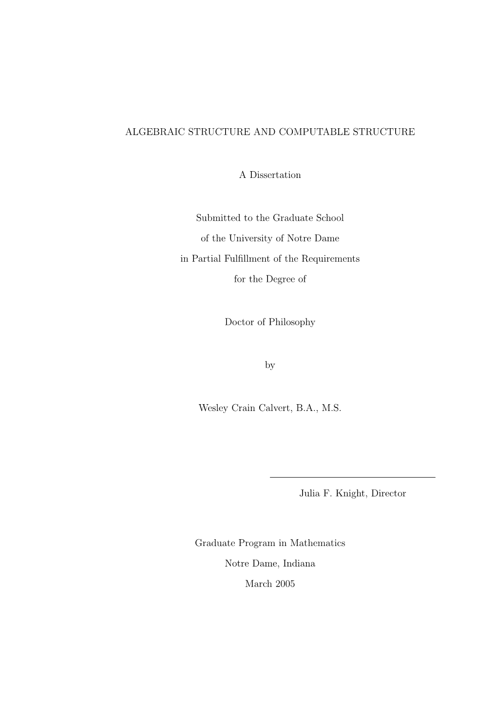 Algebraic Structure and Computable Structure