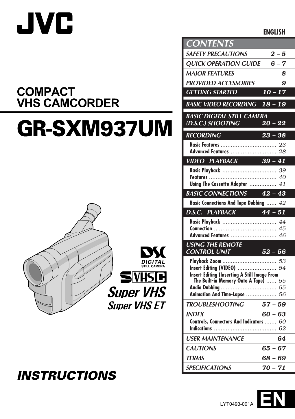 En Compact Vhs Camcorder Gr-Sxm937um