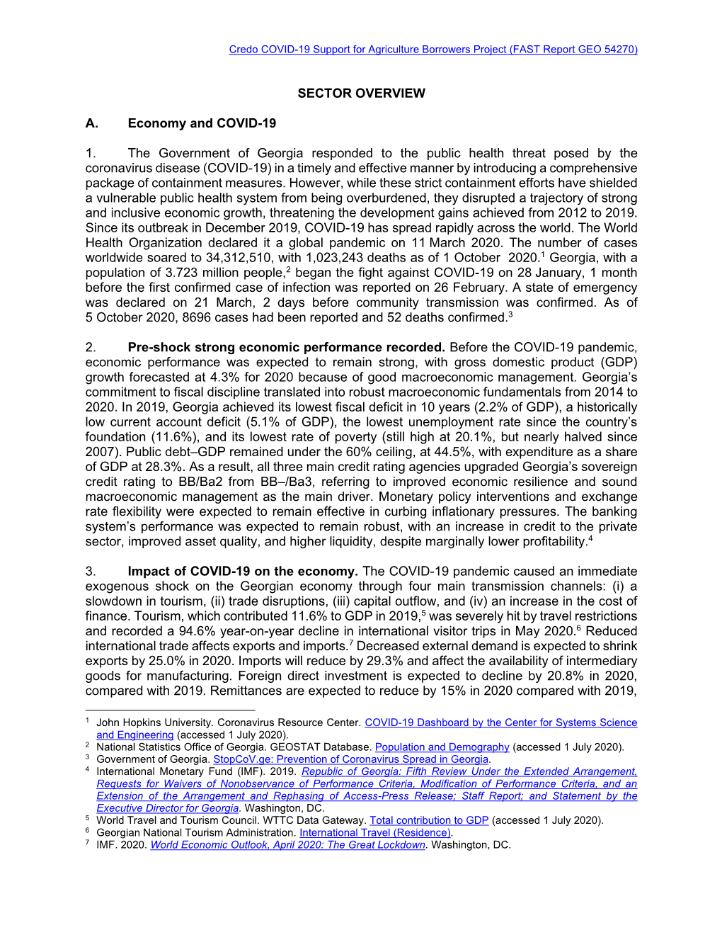 Credo COVID-19 Support for Agriculture Borrowers Project: Sector Overview