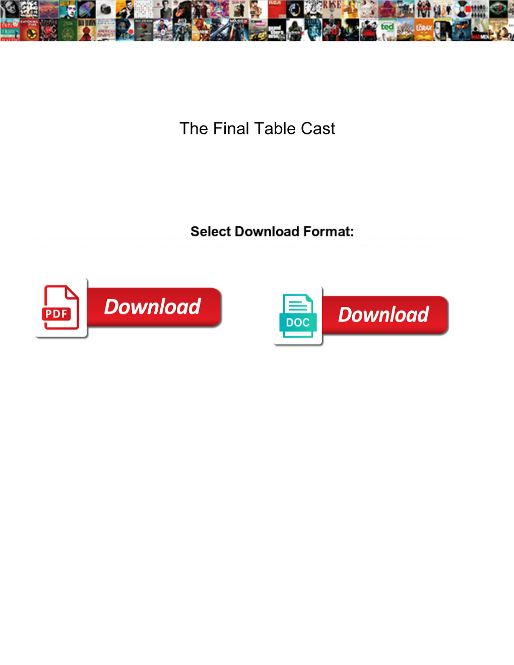 The Final Table Cast
