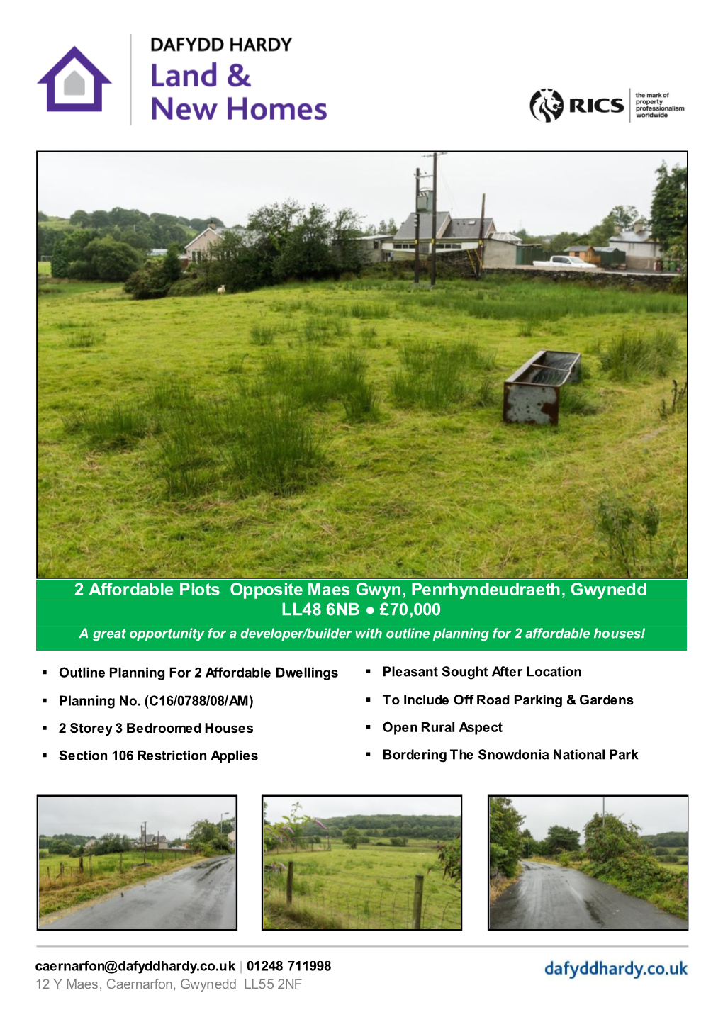 2 Affordable Plots Opposite Maes Gwyn, Penrhyndeudraeth