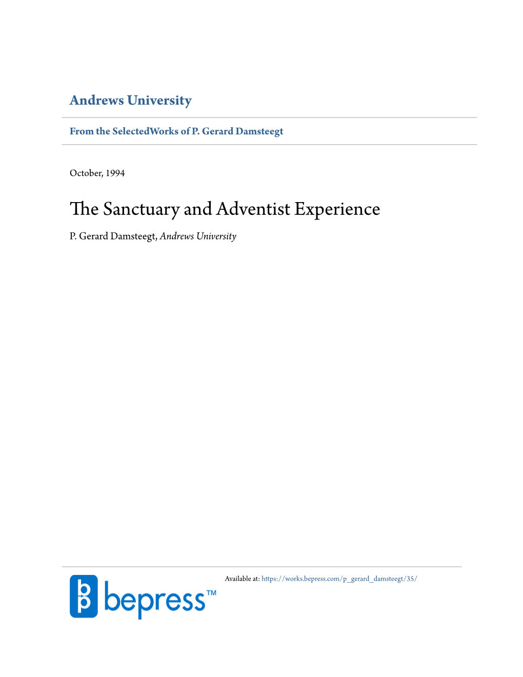 The Sanctuary and Adventist Experience