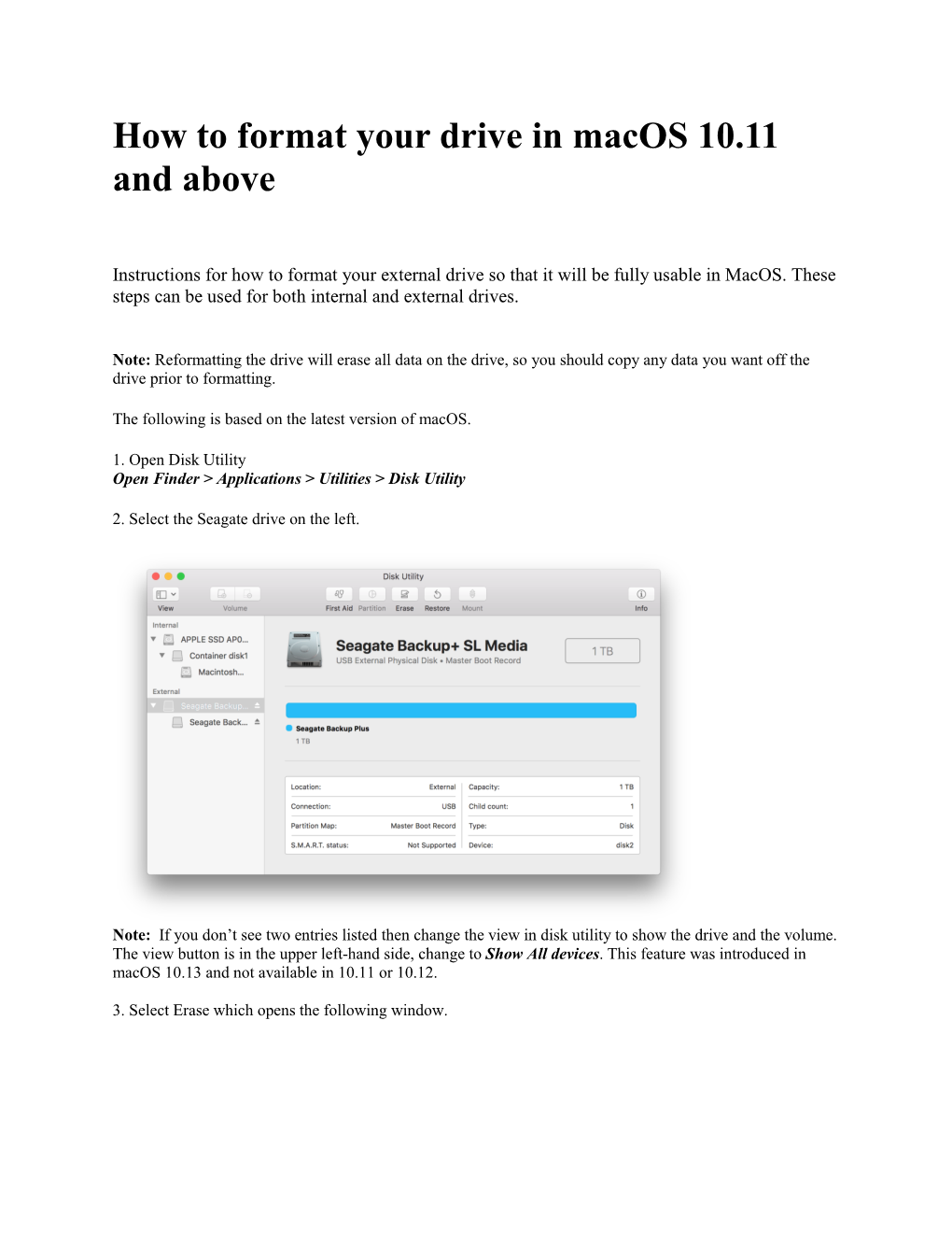 How to Format Your Drive in Macos 10.11 and Above