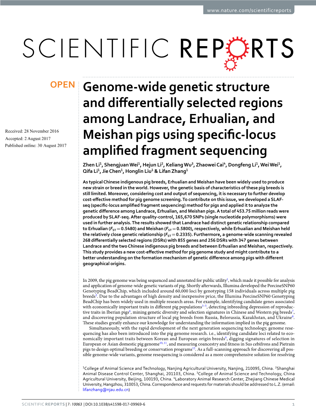 Genome-Wide Genetic Structure and Differentially Selected Regions