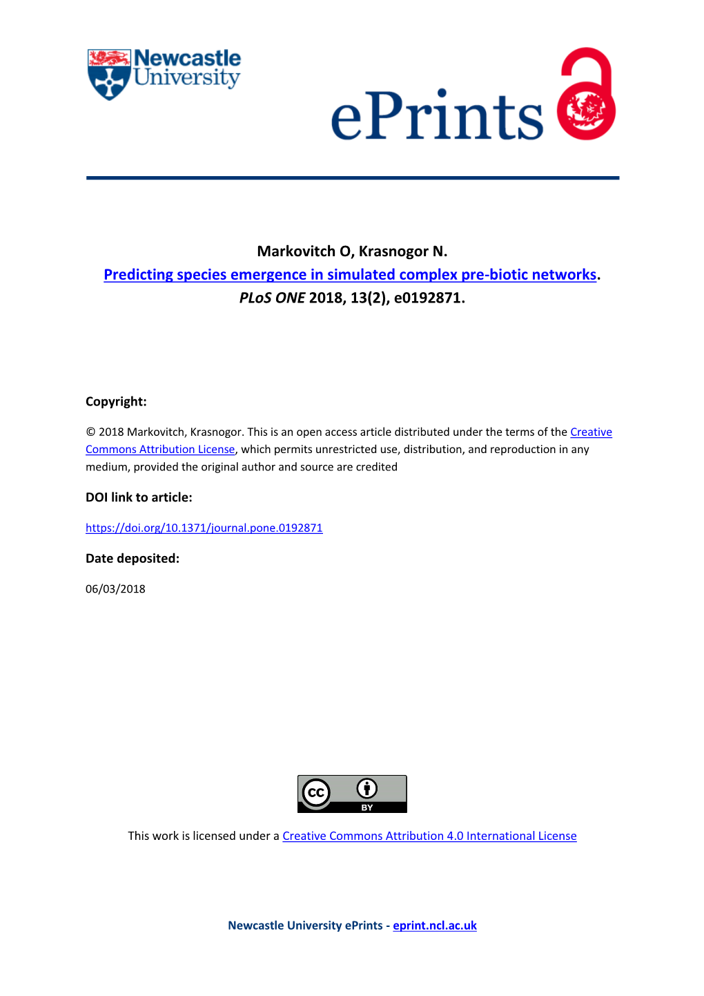 Predicting Species Emergence in Simulated Complex Pre-Biotic Networks