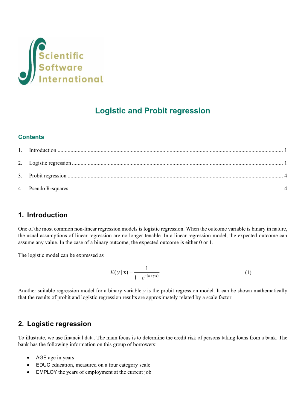 Logistic and Probit Regression: Credit Risk Data