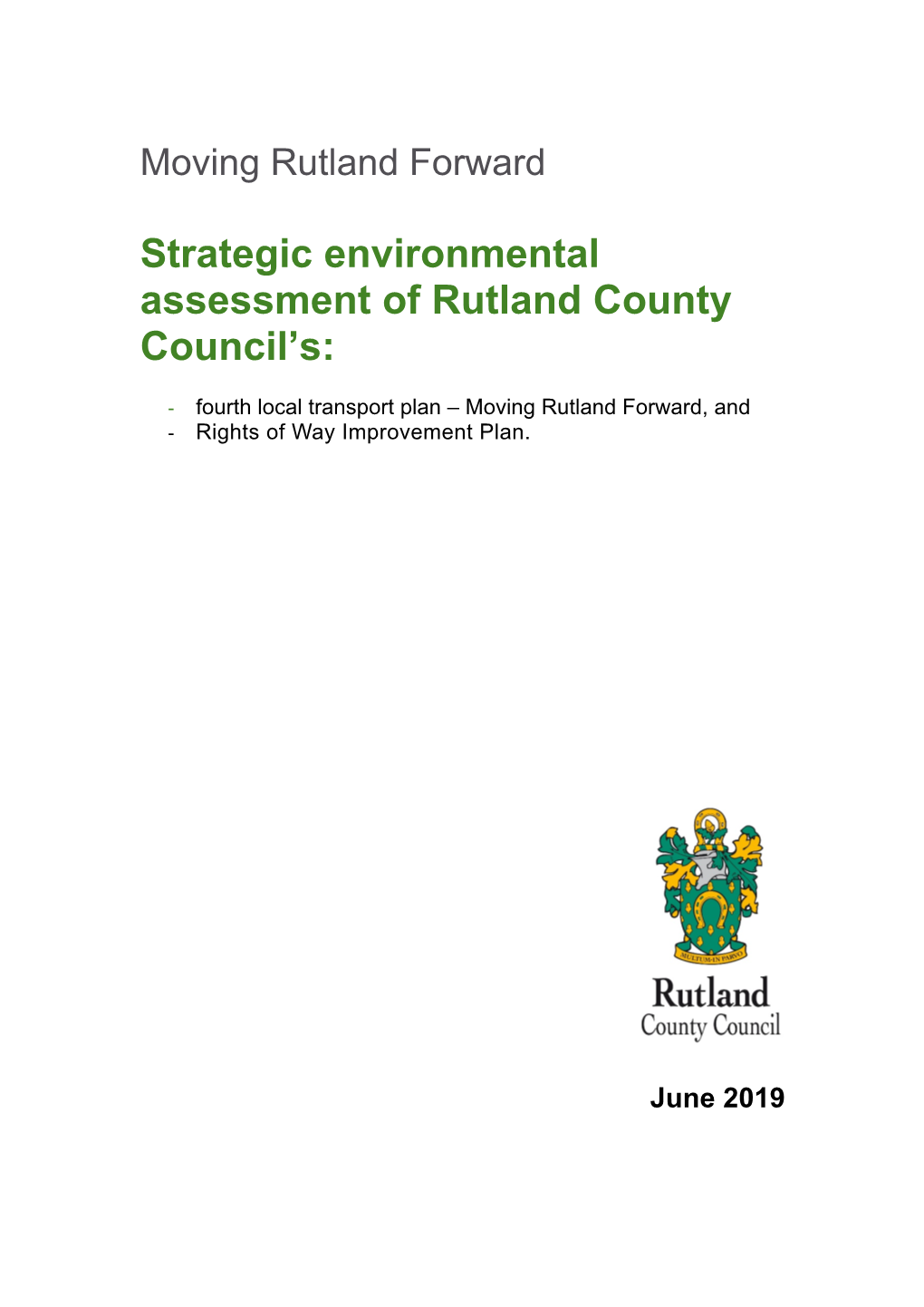 Strategic Environmental Assessment of Rutland County Council's