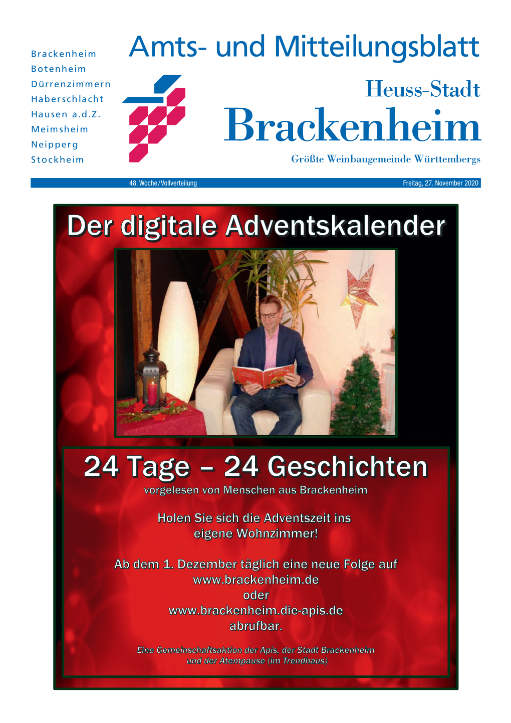 Brackenheim Amts- Und Mitteilungsblatt Botenheim Dürrenzimmern Haber Schlacht Heuss-Stadt Hausen A.D.Z