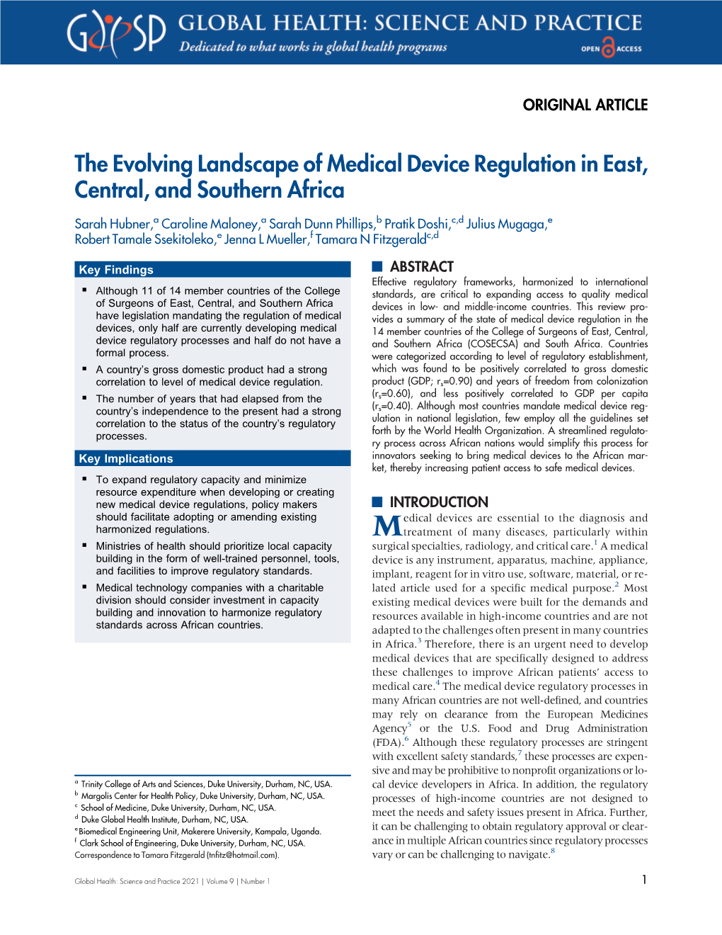 The Evolving Landscape of Medical Device Regulation in East, Central, and Southern Africa
