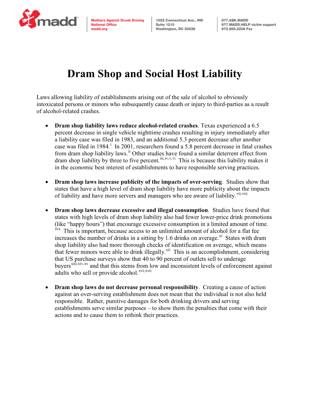 Dram Shop and Social Host Liability Laws